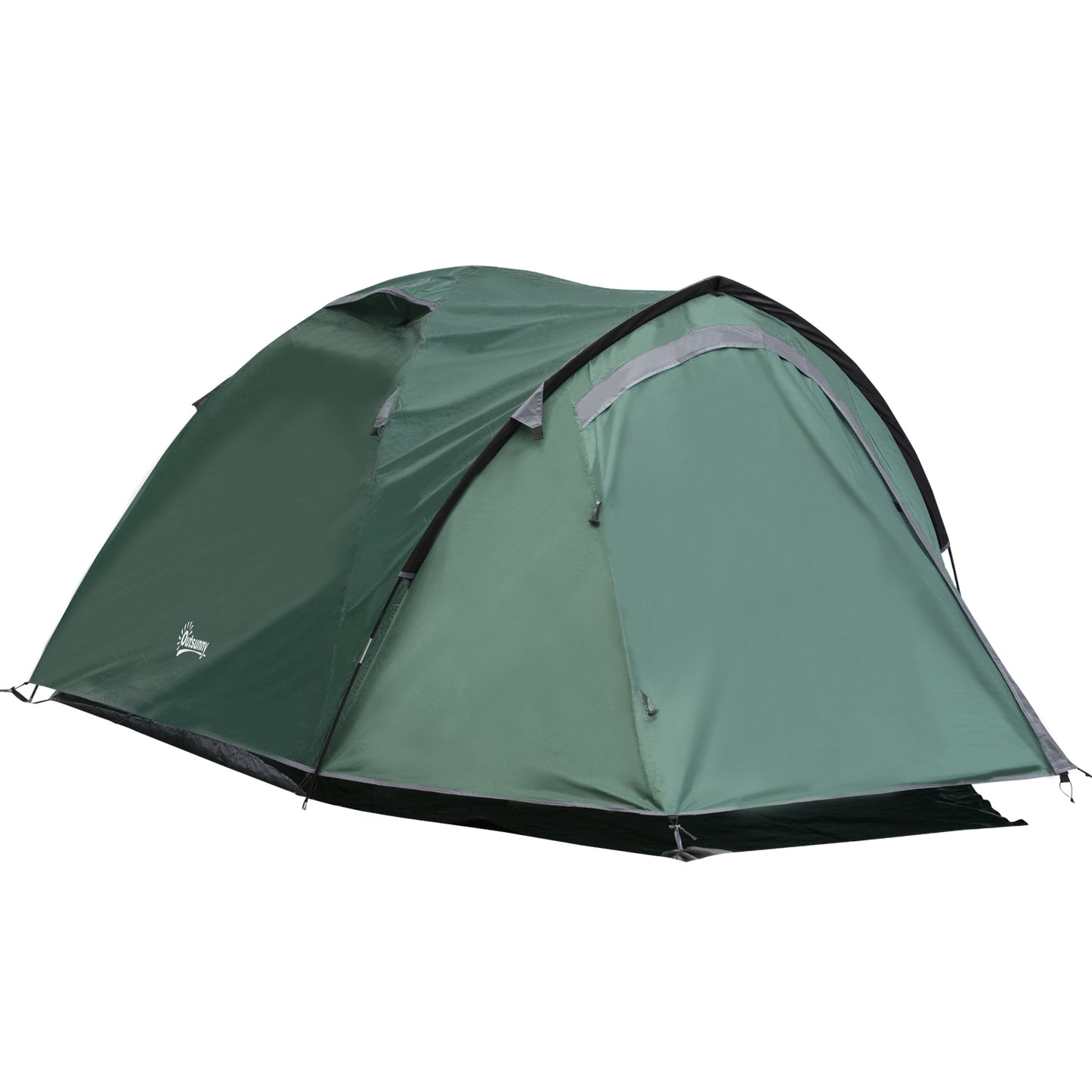 Outsunny Dome Tent for 3-4 Person Family Tent with Large Windows Waterproof Green