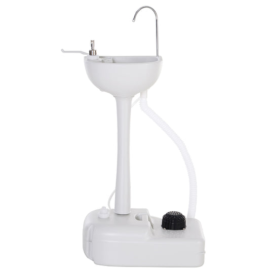 Outsunny HDPE Outdoor Soap Dispensing Sink w/ Towel Holder White