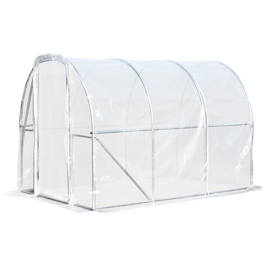 Outsunny Polytunnel Greenhouse Metal Frame Transparent PE Walk-In 300x200x200cm