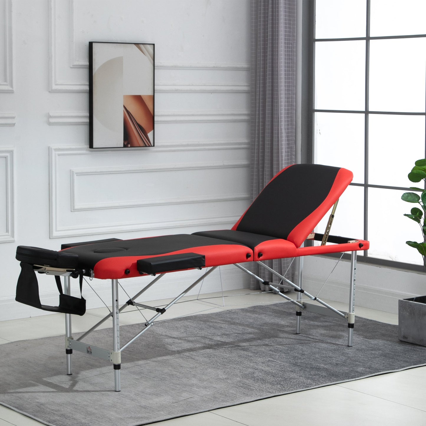 HOMCOM Professional Portable Massage Table Beauty Bed W/ Headrest - Black/Red