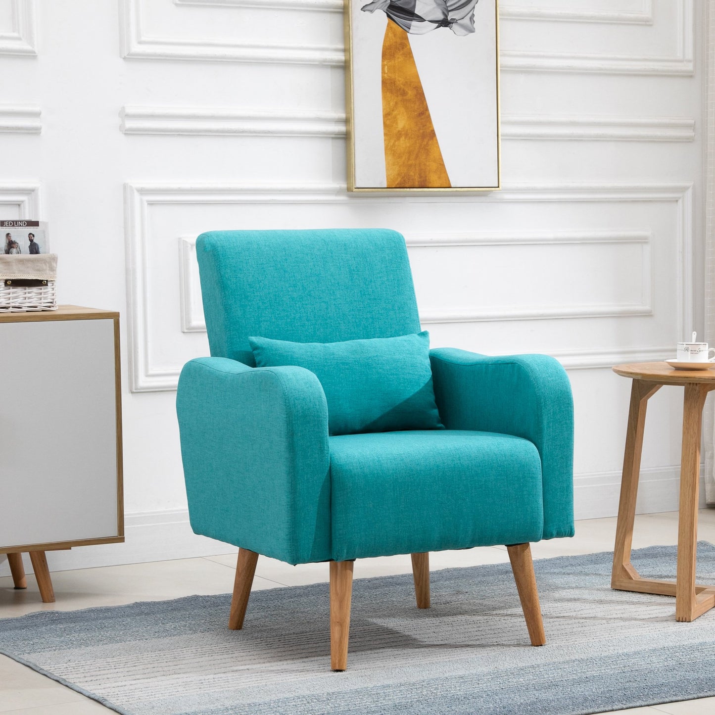 HOMCOM Nordic Armchair Sofa Chair, 72W x 77D x 93Hcm-Teal