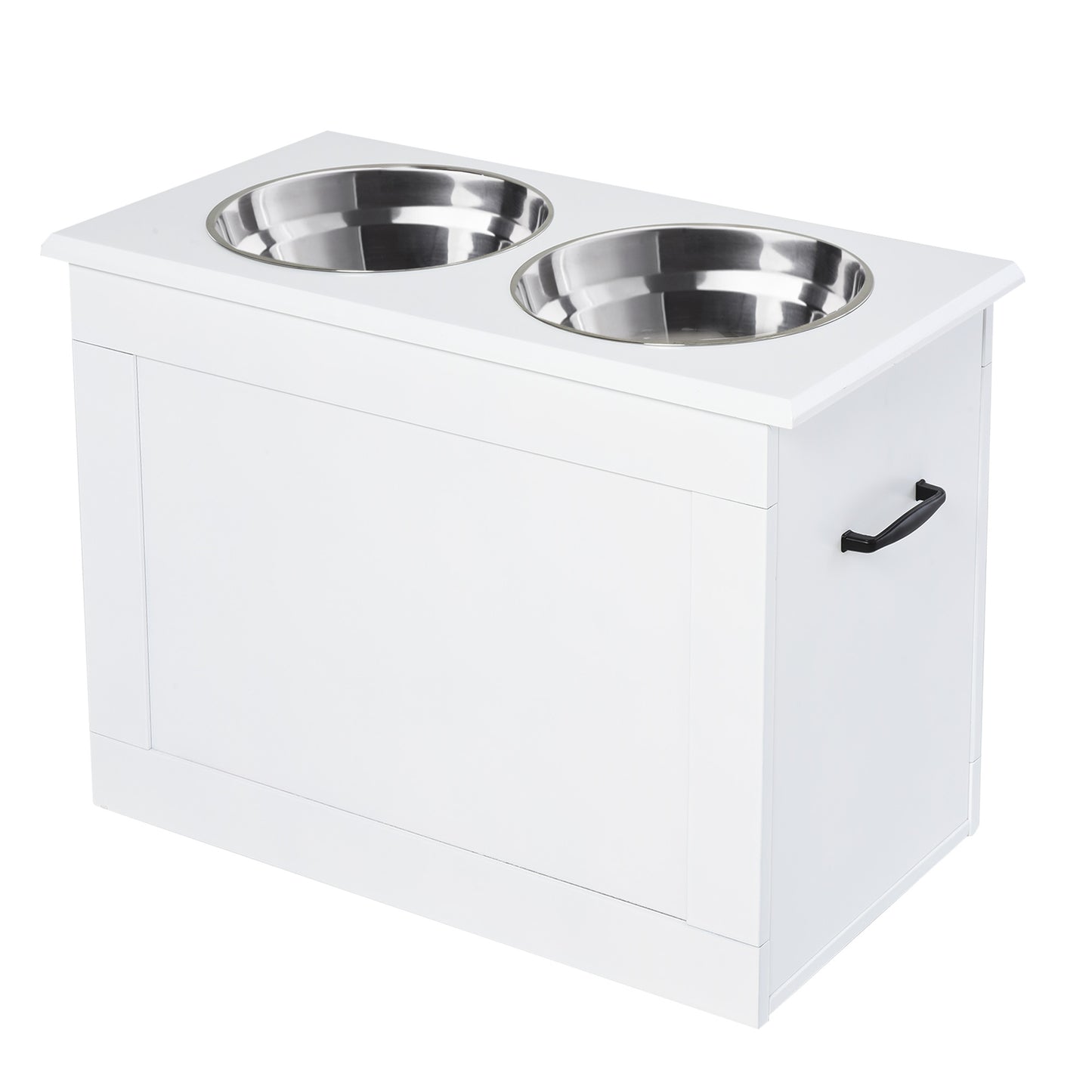 PawHut Raised Pet Bowls with Storage Function 2 Stainless Steel Dog Bowls Elevated Base