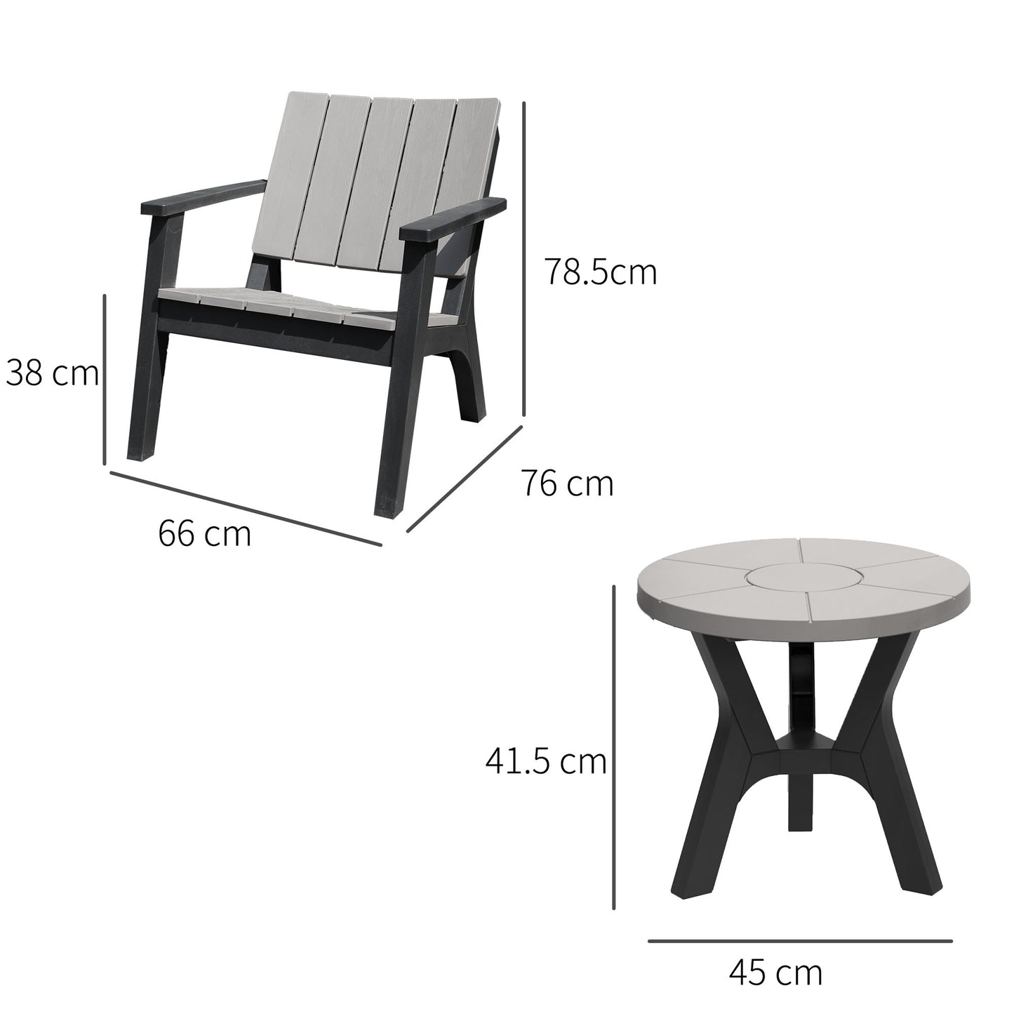 Outsunny 3 Piece Patio Bistro Set Outdoor Garden Furniture Set w/ Round Table and Chairs