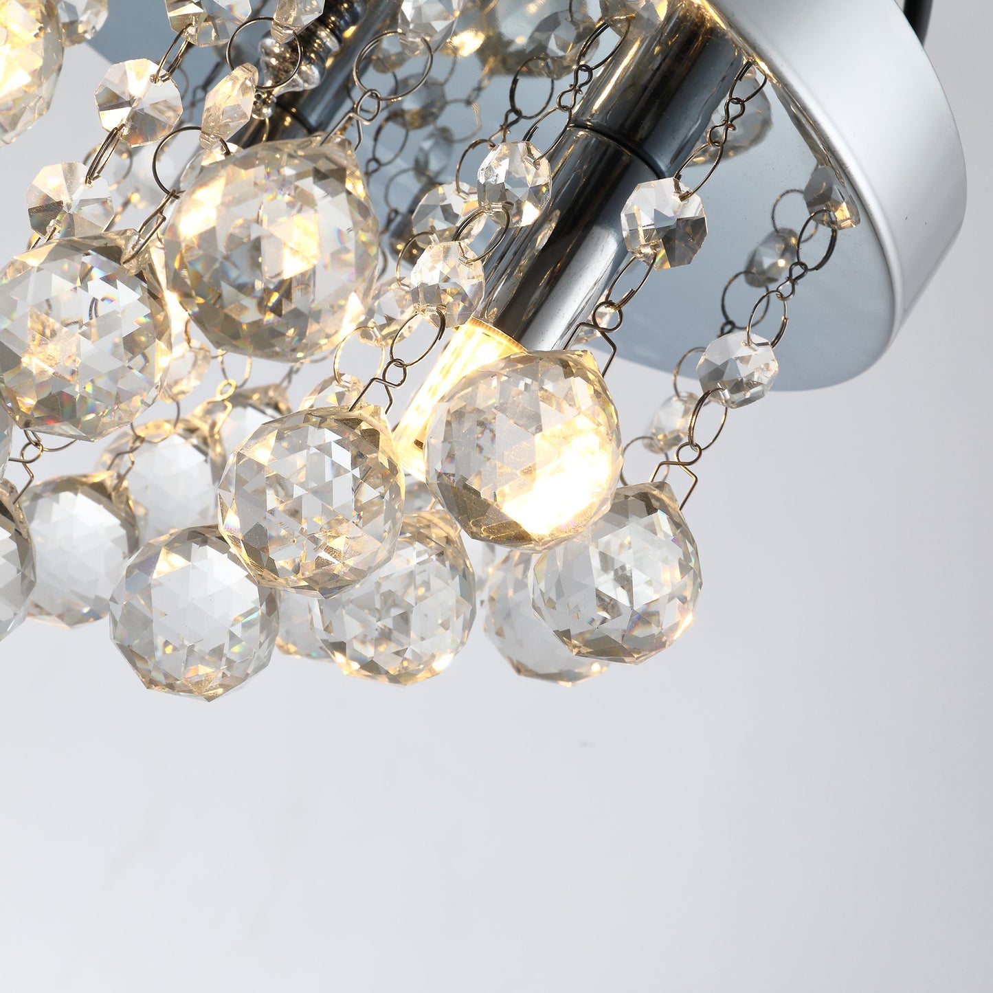 HOMCOM Mini Style Modern Crystal Ceiling Lamp Chandelier for Bedroom Kitchen Silver