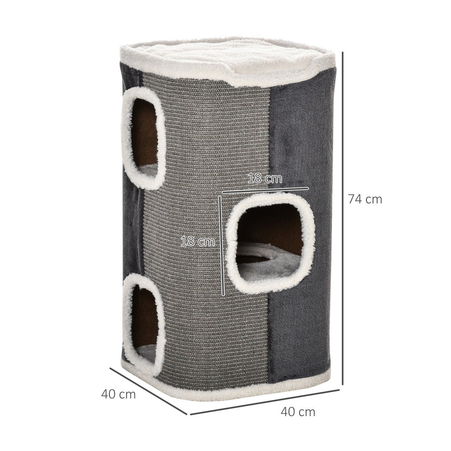 PawHut Cat Barrel Kitten Tree Tower Sisal Scratching Pet Furniture Climbing Frame