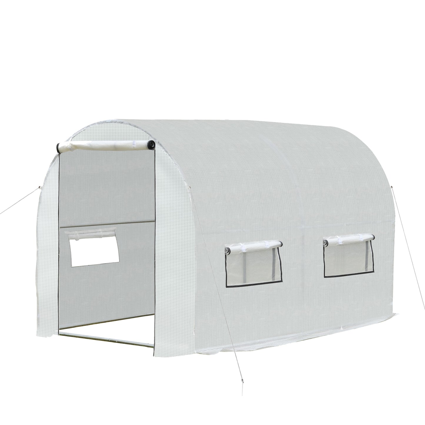 Outsunny Walk-in Polytunnel Lage Greenhouse PE Cover with  Roll-Up Doors and Windows