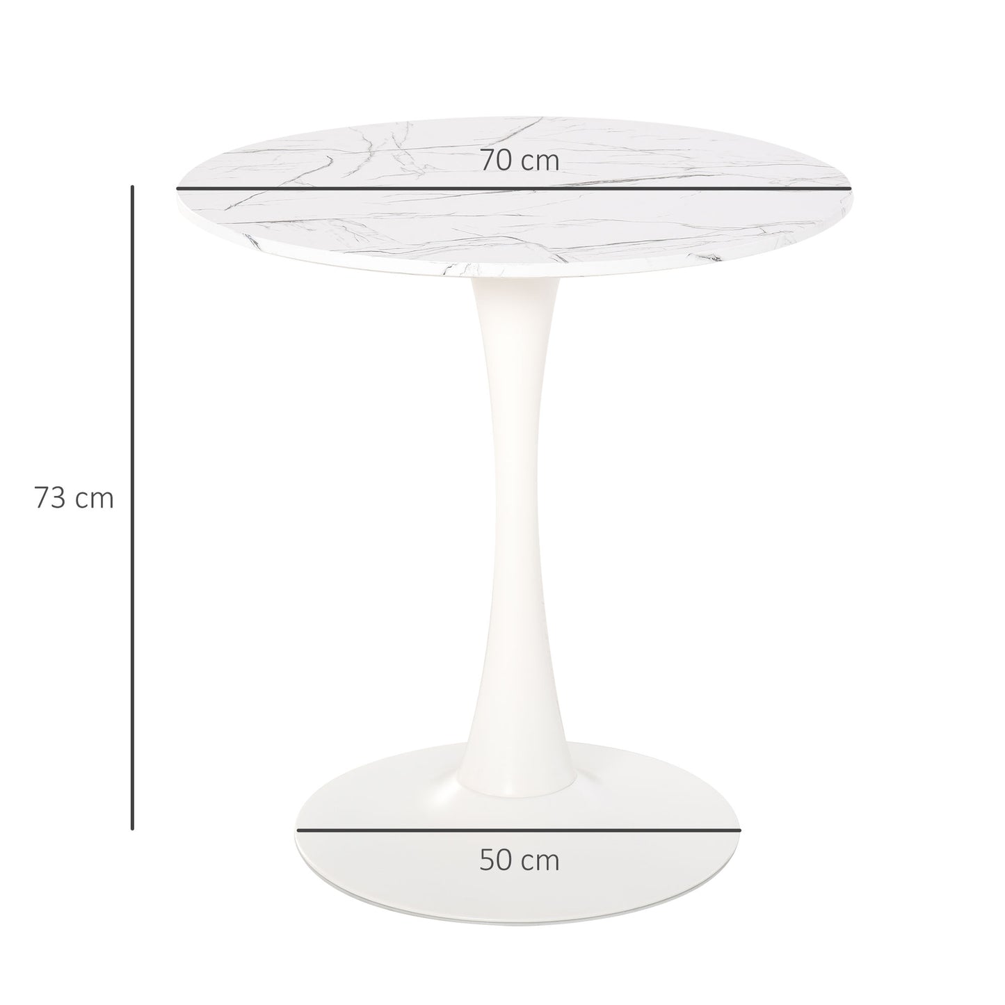 HOMCOM Modern Round Dining Table Leisure Coffee Bistro Table Metal Base Dining Room
