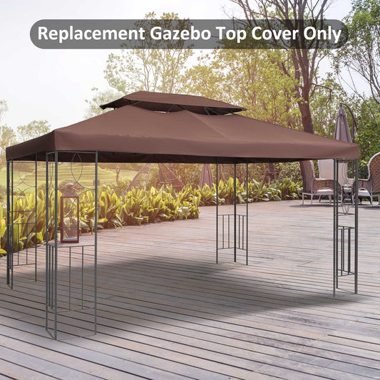 Outsunny Gazebo Replacement Top Cover Tent Roof 2 Tier, size (3m x 4m)-Brown