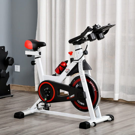 HOMCOM Exercise Cycling Bike w/ Adjustable Height/Resistance, Pedal Cages, & LCD