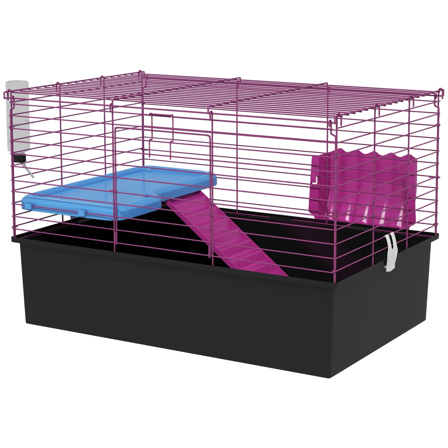 PawHut Chinchillas Small Rabbit Guinea Pig Small Animal Cage Pet Playhouse with Platform Ramp 71 x 46 x 47cm