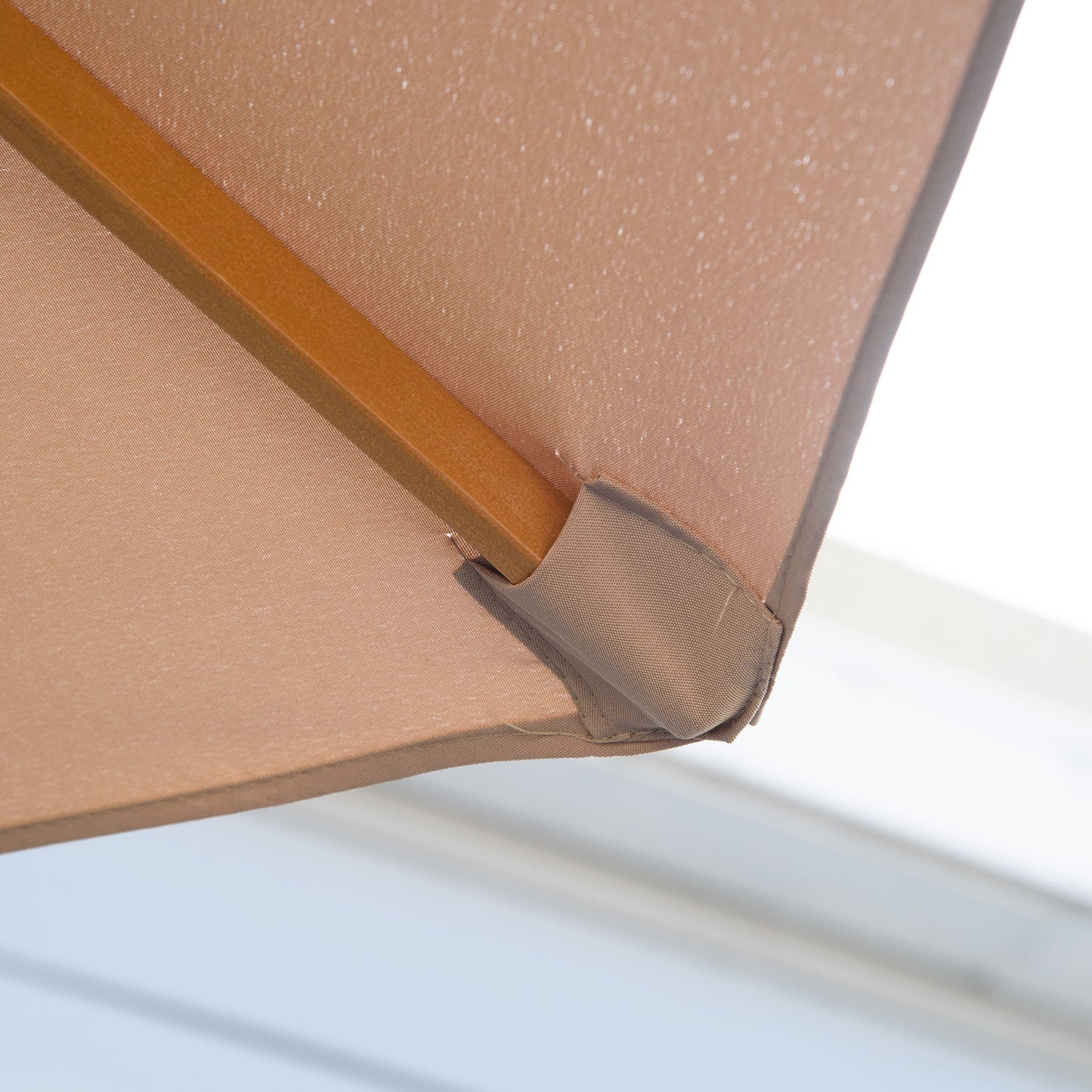 Outsunny 3(m) Garden Umbrella Wooden Parasol 8 Ribs Bamboo Sun Shade Patio Outdoor Umbrella Canopy Khaki