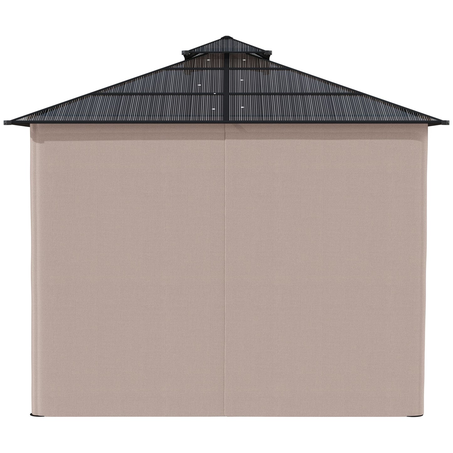 Outsunny 3 x 3 (m) Outdoor Polycarbonate Gazebo, Double Roof Hard Top Gazebo with Galvanised Steel Frame, Nettings & Curtains for Garden, Lawn, Garden and Deck