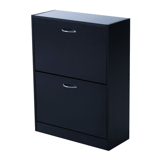 HOMCOM Shoe Cabinet, 60Lx24Dx80H cm-Black/White