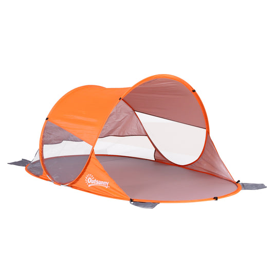 Outsunny Fibreglass Frame 2 Person Pop-Up Lightweight Camping Tent Orange