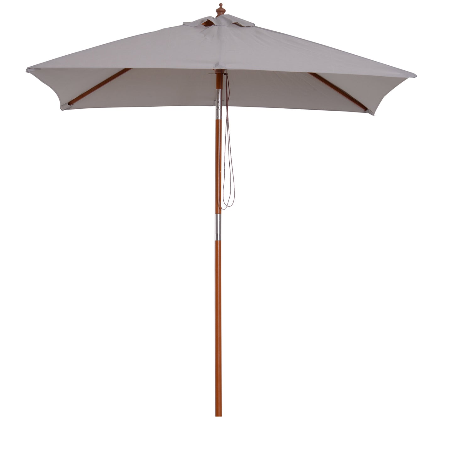 Outsunny Patio Umbrella Parasol, 6 Ribs, Wood, Bamboo, Polyester-Grey
