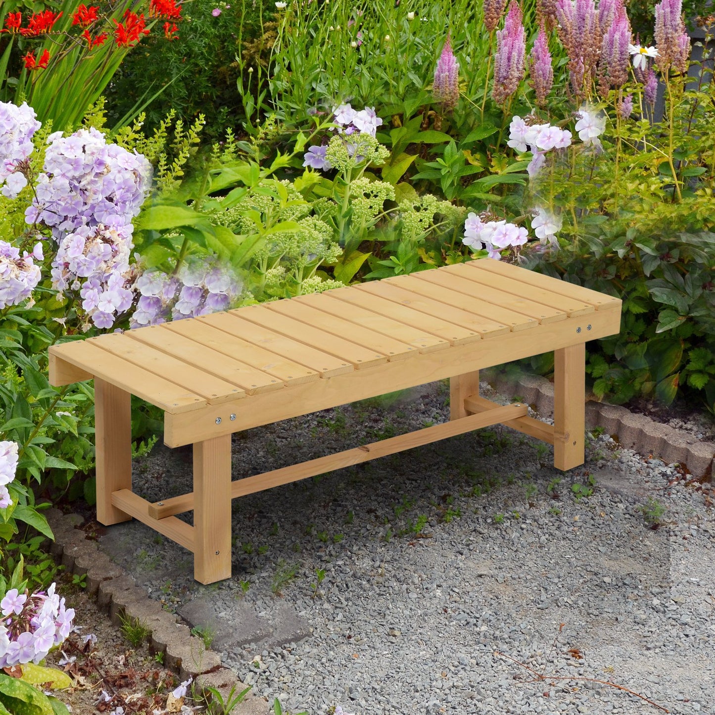 Outsunny 2-Seater Outdoor Garden Fir Wood Patio Bench