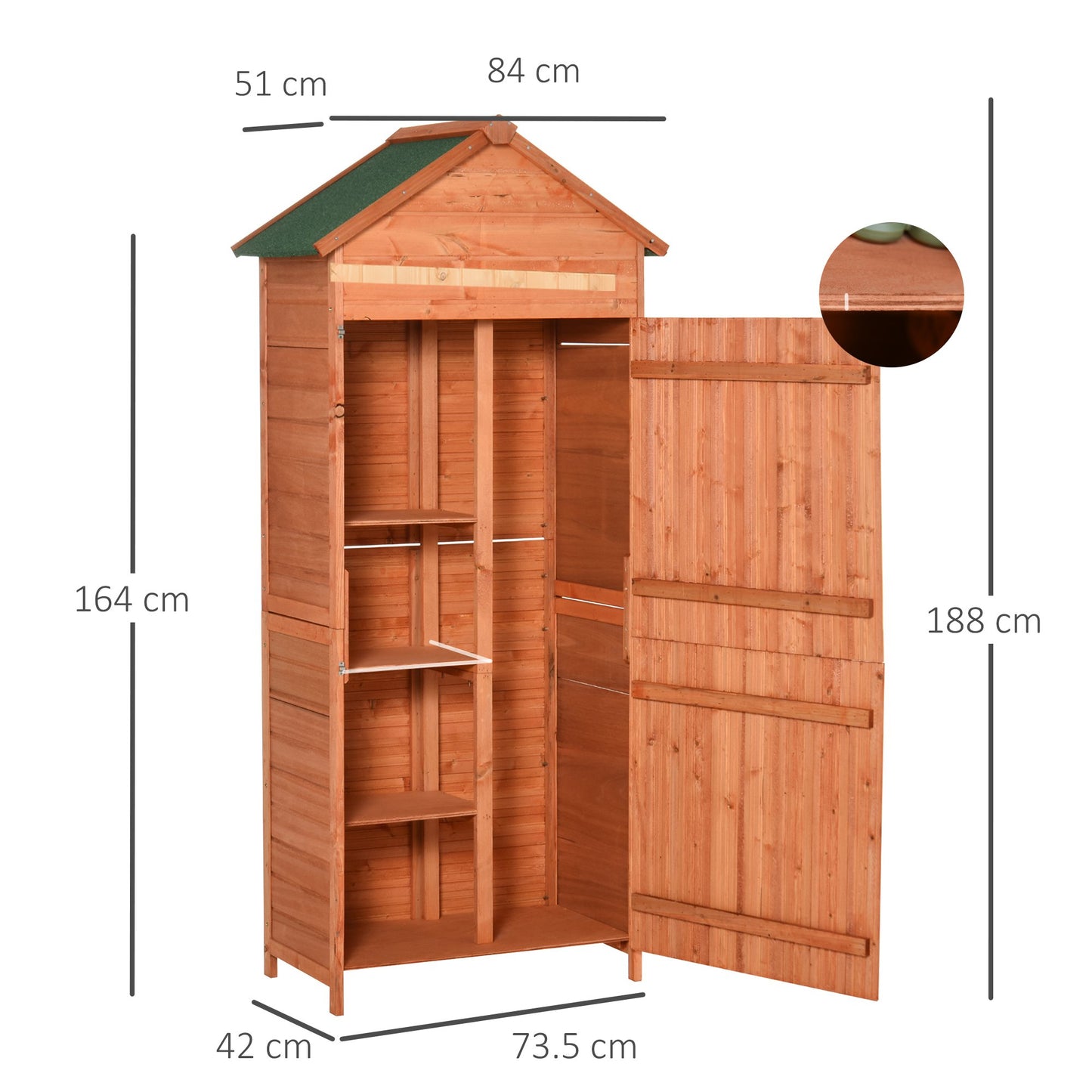 Outsunny 4-Tier Lockable Outdoor Garden Utility Gardener Tool Kit Storage Cabinet Wood Color