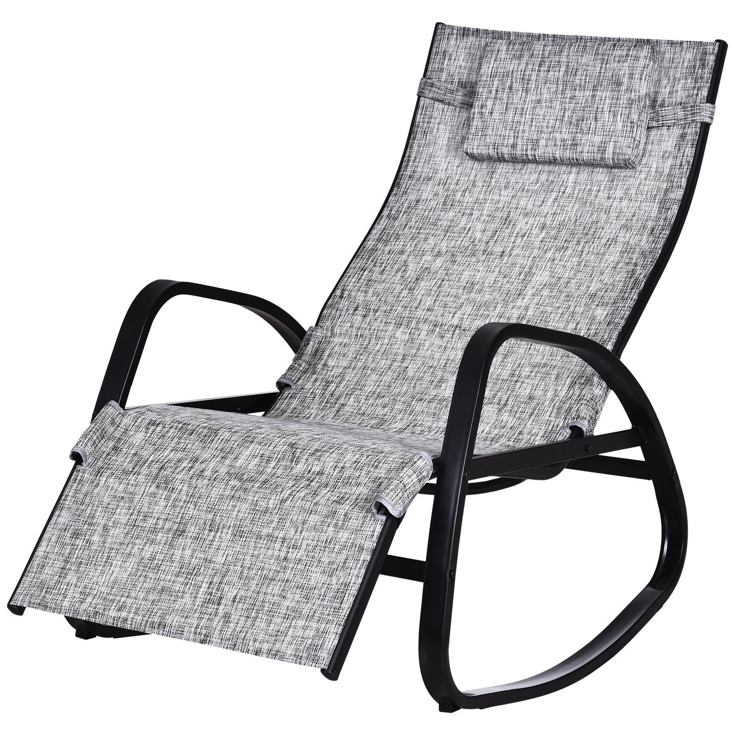 Outsunny Metal Frame Zero Gravity Rocking Patio Chair w/ Pillow Grey