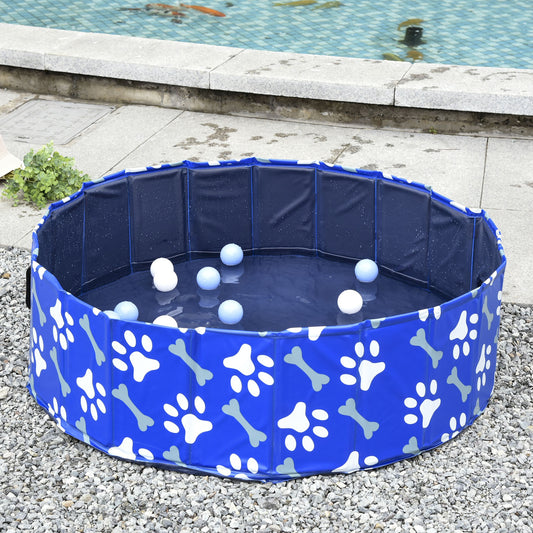 PawHut Foldable Dog Paddling Pool Pet Cat Swimming Pool Indoor/Outdoor Collapsible Bathing Tub Shower Tub Puppy Φ100 × 30H cm M Sized