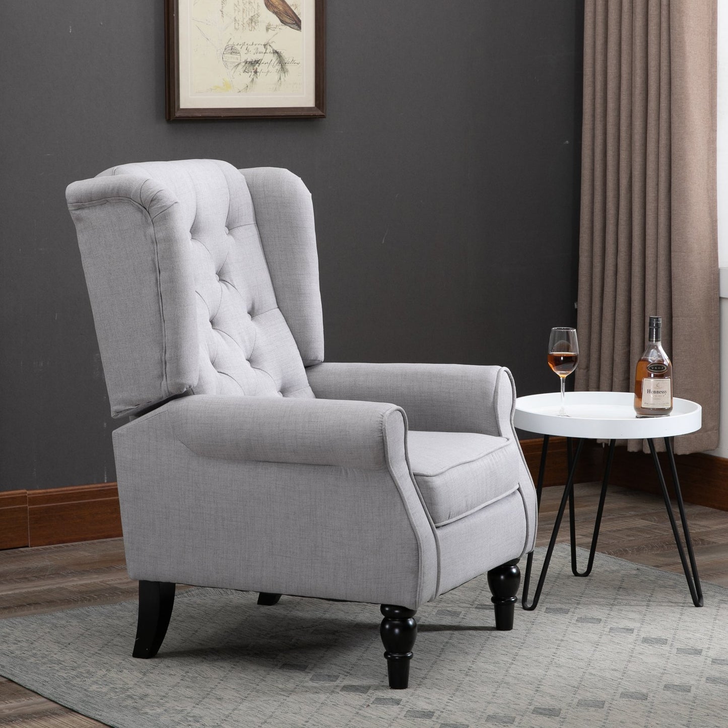 HOMCOM Fabric Tufted Accent Armchair Sofa Studio Couch Grey