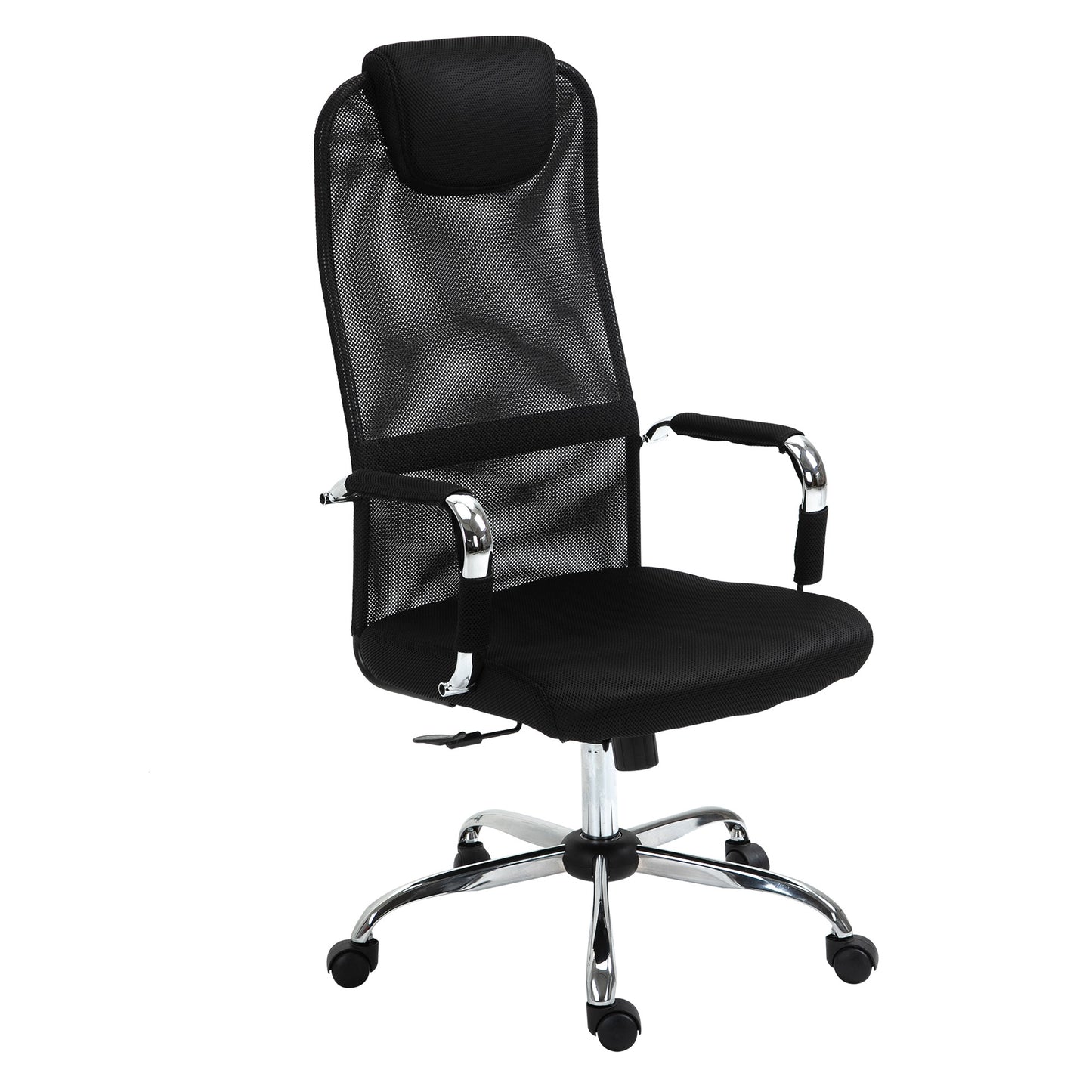 Vinsetto Mesh Fabric Desk Chair Swivel Office Chair  Home Study Rocker with Wheel, Black