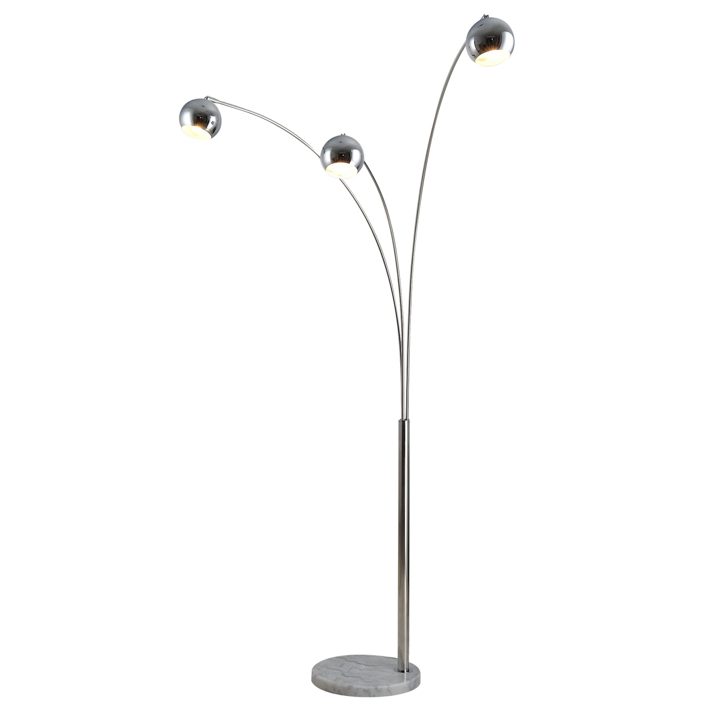 HOMCOM Steel 3-Branch Floor Lamp Silver