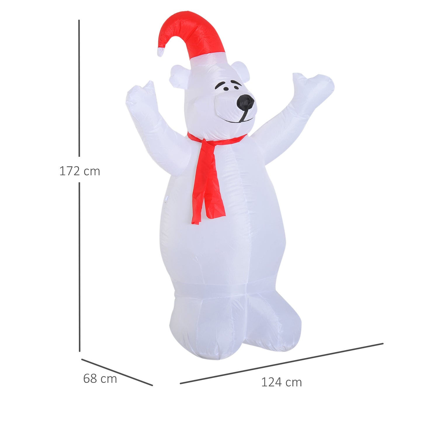 HOMCOM 6ft Inflatable Bear Decoration W/LED Lights, Polyester-Multicolour