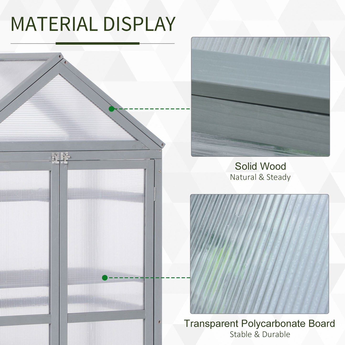 Outsunny Wooden Cold Frame Greenhouse for Plants PC Board Outdoor 80 x 47 x 138cm Grey