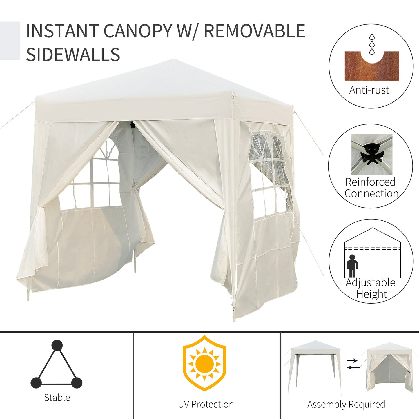 Outsunny Pop Up Gazebo Canopy, size (2 x2m)-White