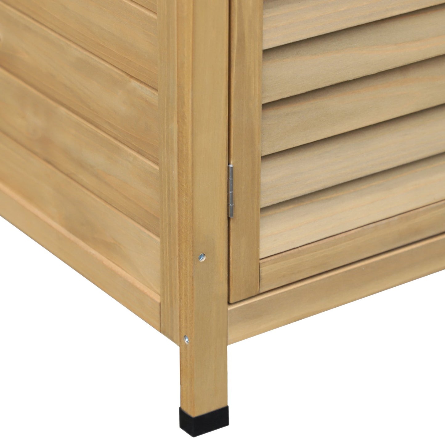 Outsunny 1.5 x 2.8ft Fir Wood Slatted Door Garden Storage Cabinet