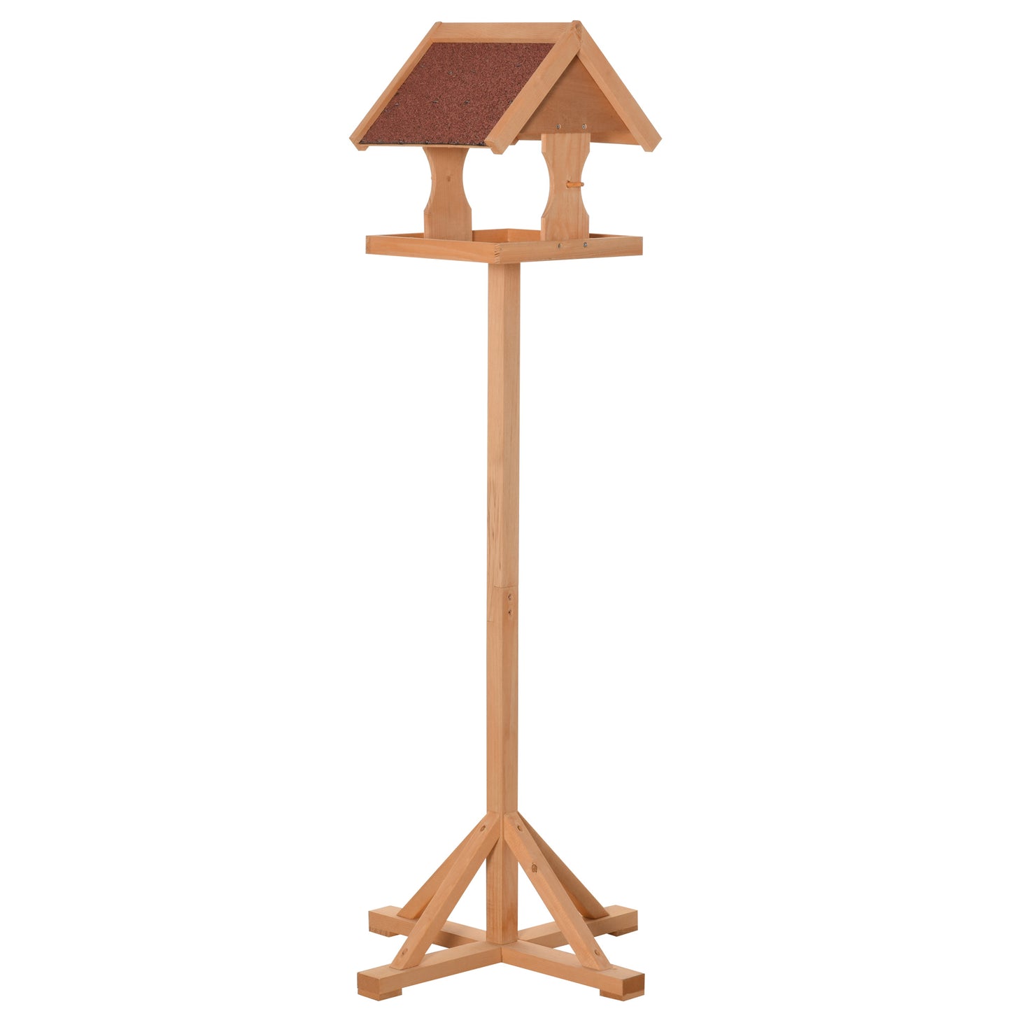 PawHut Wooden Bird Feeder Freestanding Cross-shaped Support Feet Weather Resistant