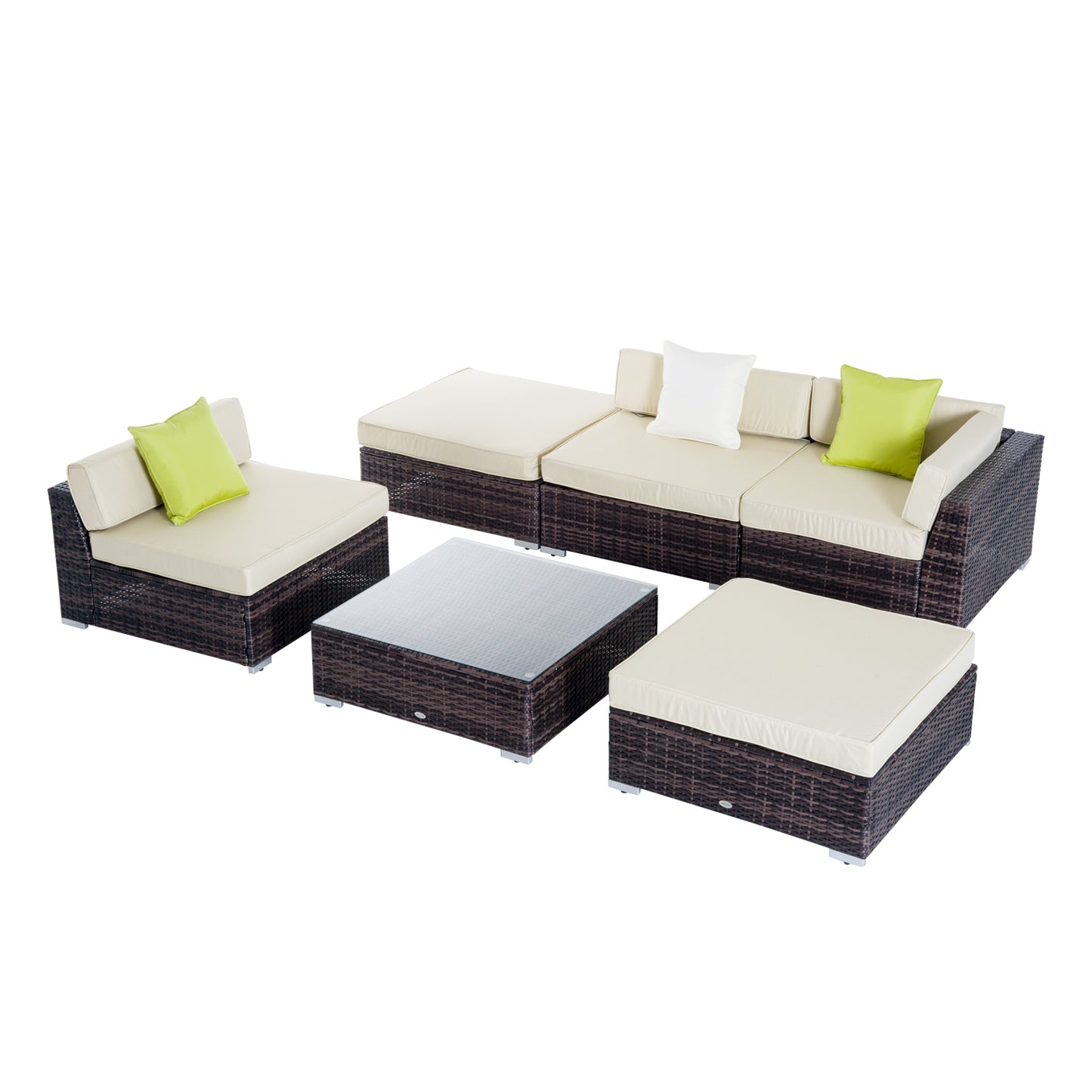 Outsunny 5-Seater  Rattan Garden Furniture Set Rattan Sofa w/ Coffee Table Brown