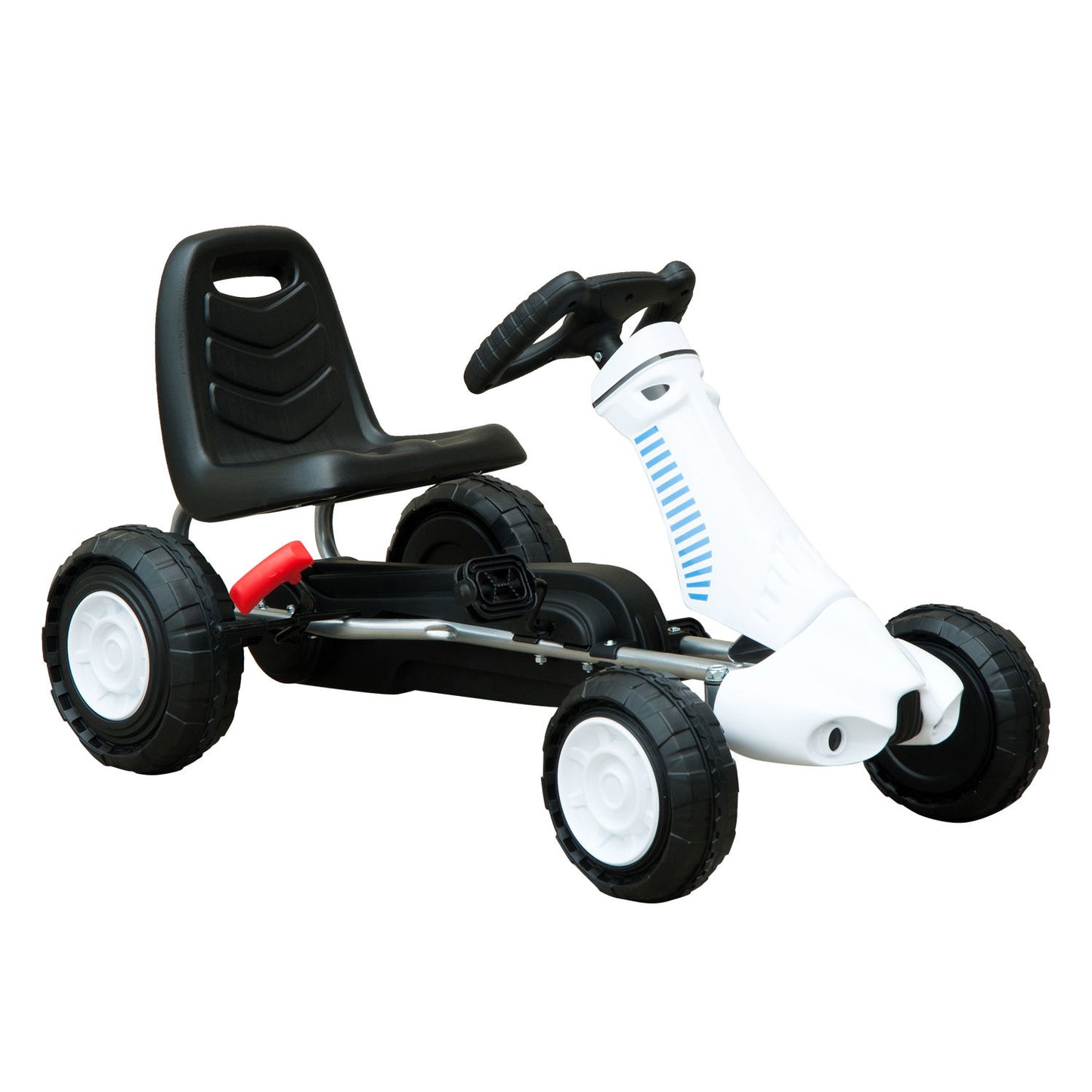 HOMCOM Pedal Go Kart W/Rubber Wheels-White/Black