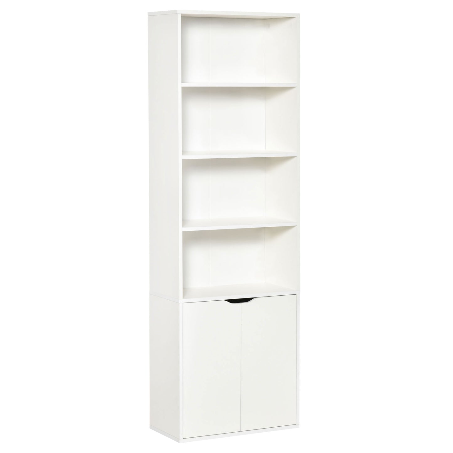 HOMCOM 2 Door 4 Shelves Tall Bookcase Modern Bookshelf Storage Display Unit White