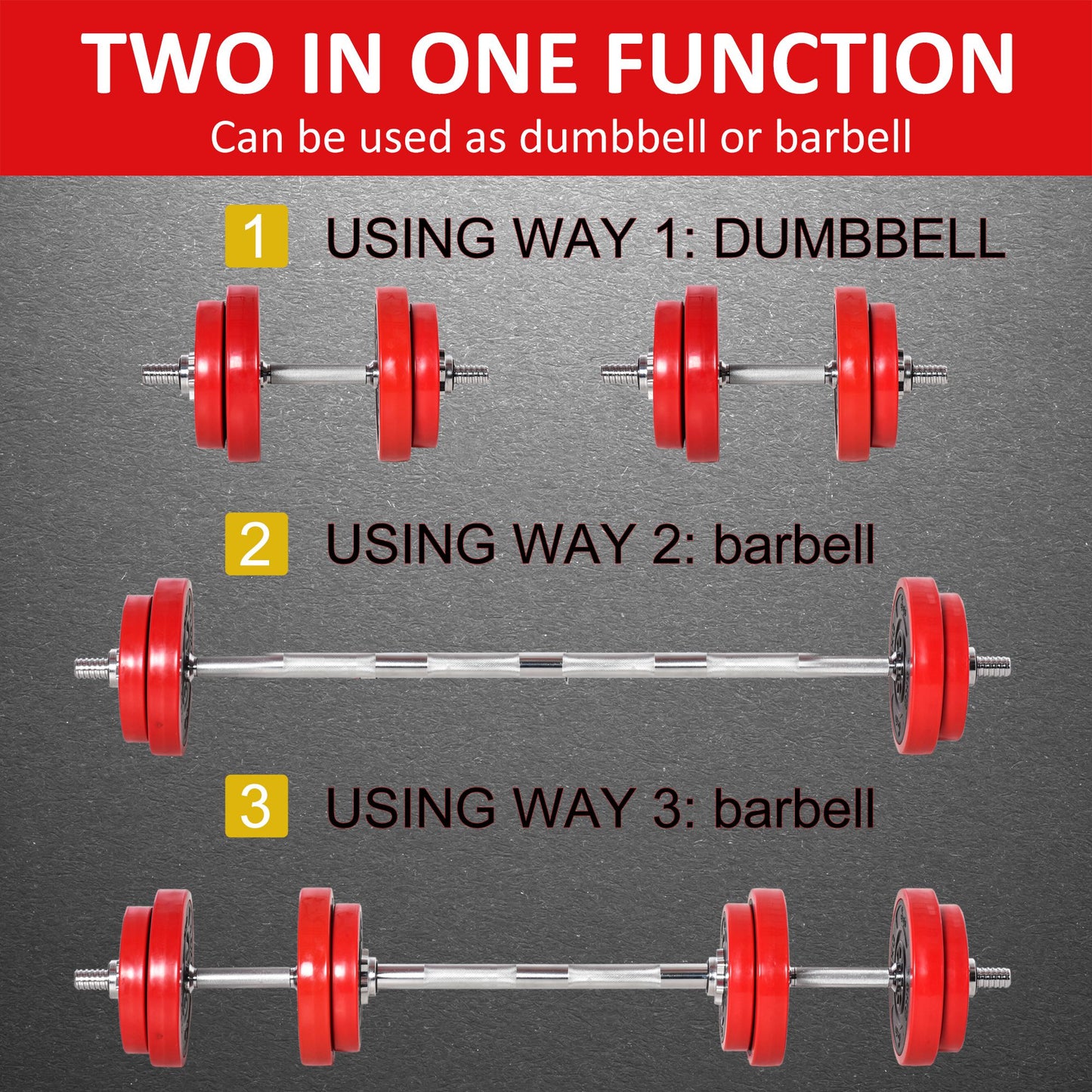 HOMCOM Adjustable 20KGS Barbell & Dumbbell Set Ergonomic Fitness Exercise in Home Gym