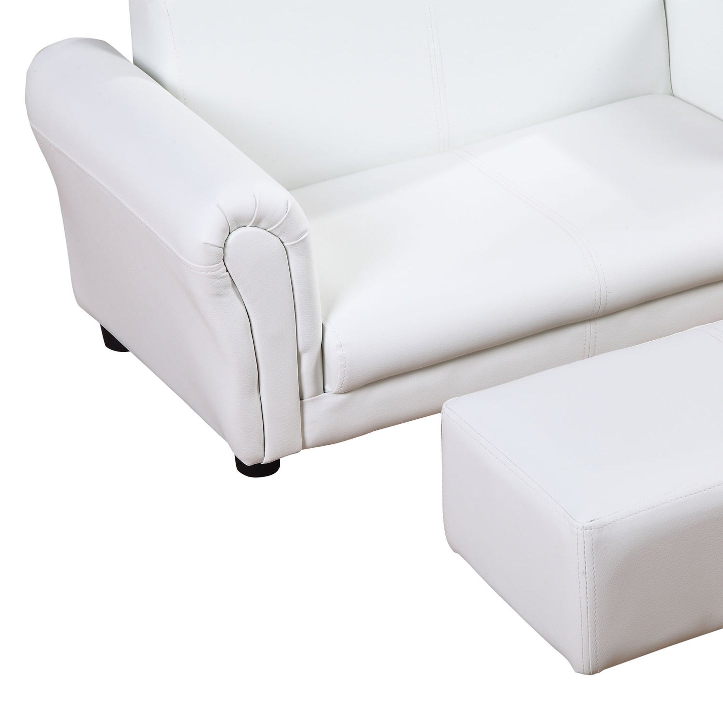 HOMCOM Kids PVC 2-Seater Mini Sofa Set w/ Footstool White