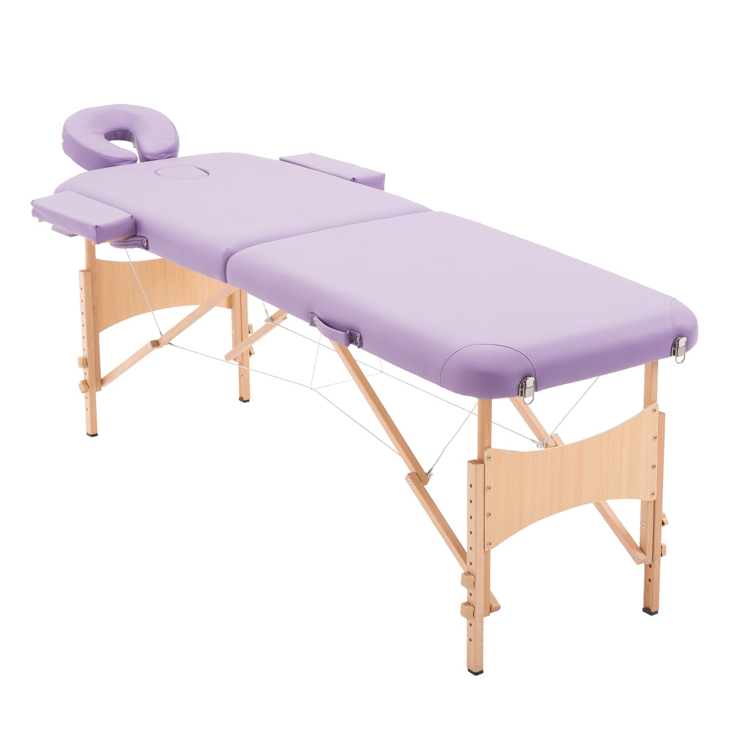 HOMCOM Portable Folding Massage Table, 2 Sections-Purple