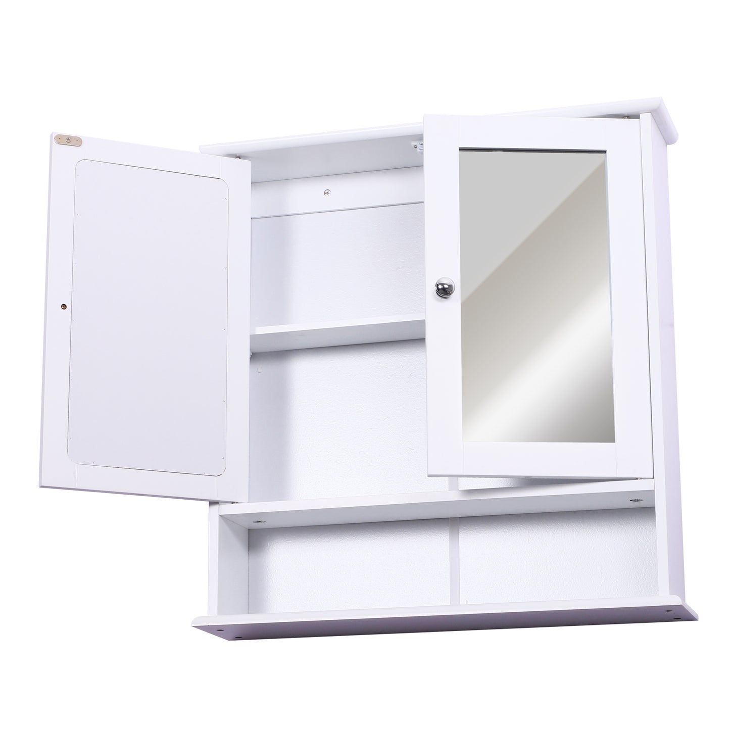 Kleankin Wall-mounted Bathroom Cabinet Mirror Door, 56L x 13W x 58Hcm-White