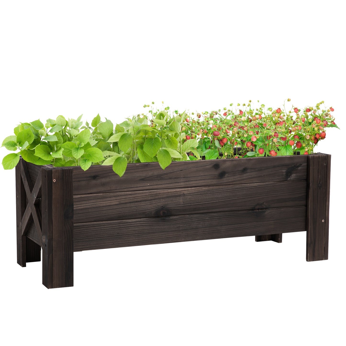 Outsunny Wooden Garden Raised Bed Planter Grow Containers Patio Flower Vegetable Pot