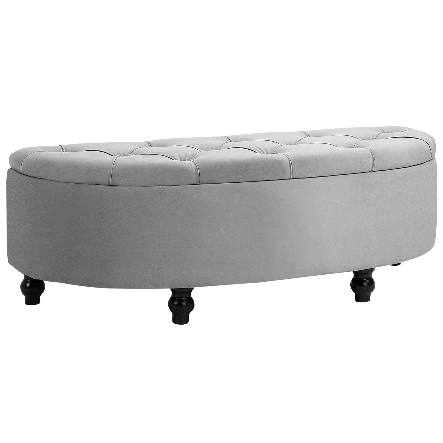 HOMCOM Storage Ottoman Bench Tufted Upholstered Footrest Stool with Rubberwood Legs