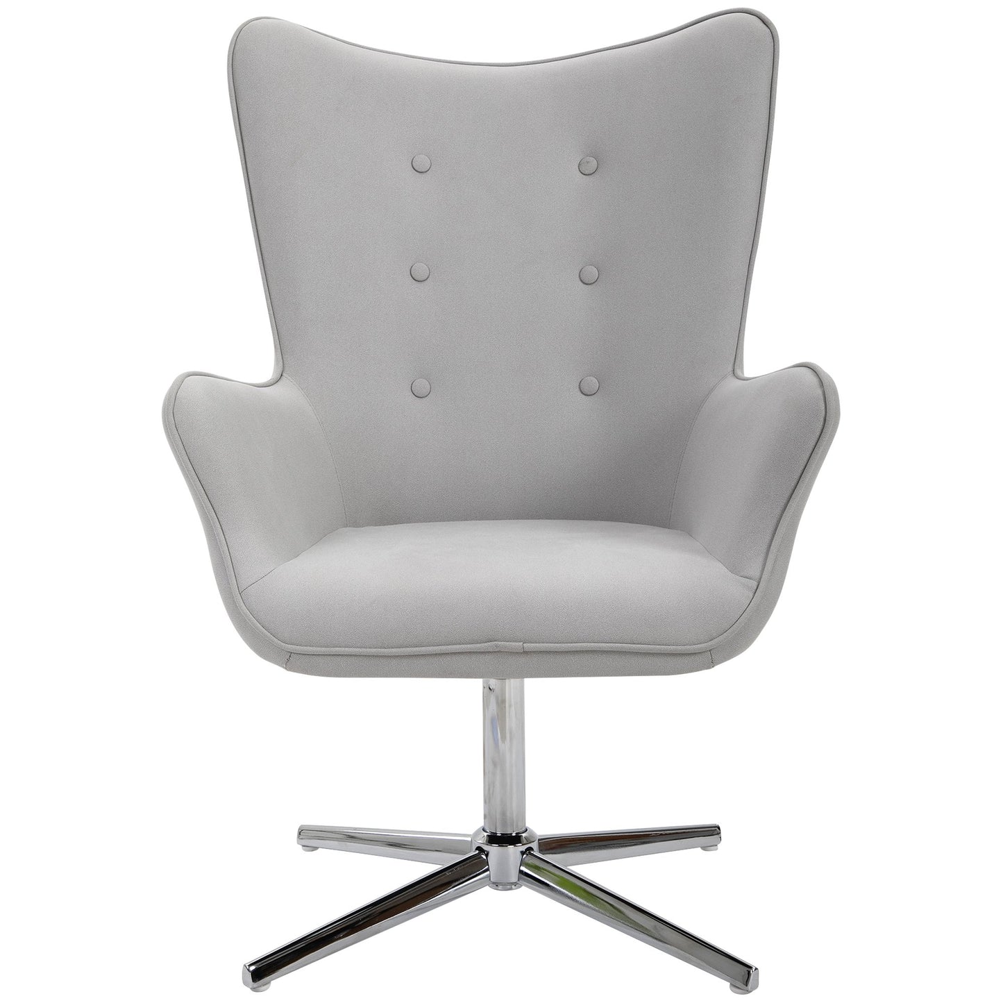 HOMCOM PU Leather Tufted Swivel Accent Chair Grey