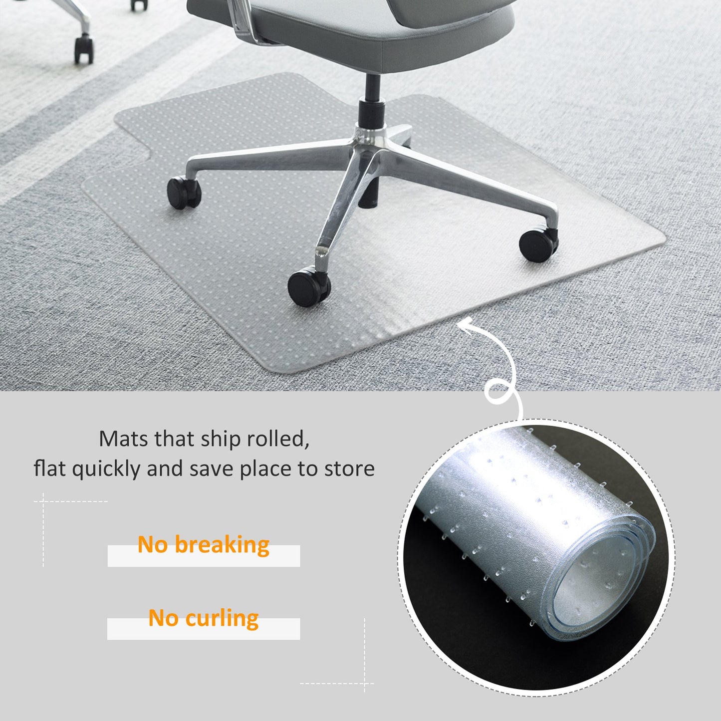 Homcom Office Carpet Protector Chair Mat High Impact Strength Clear Spike Non Slip Chairmat Frosted Lipped
