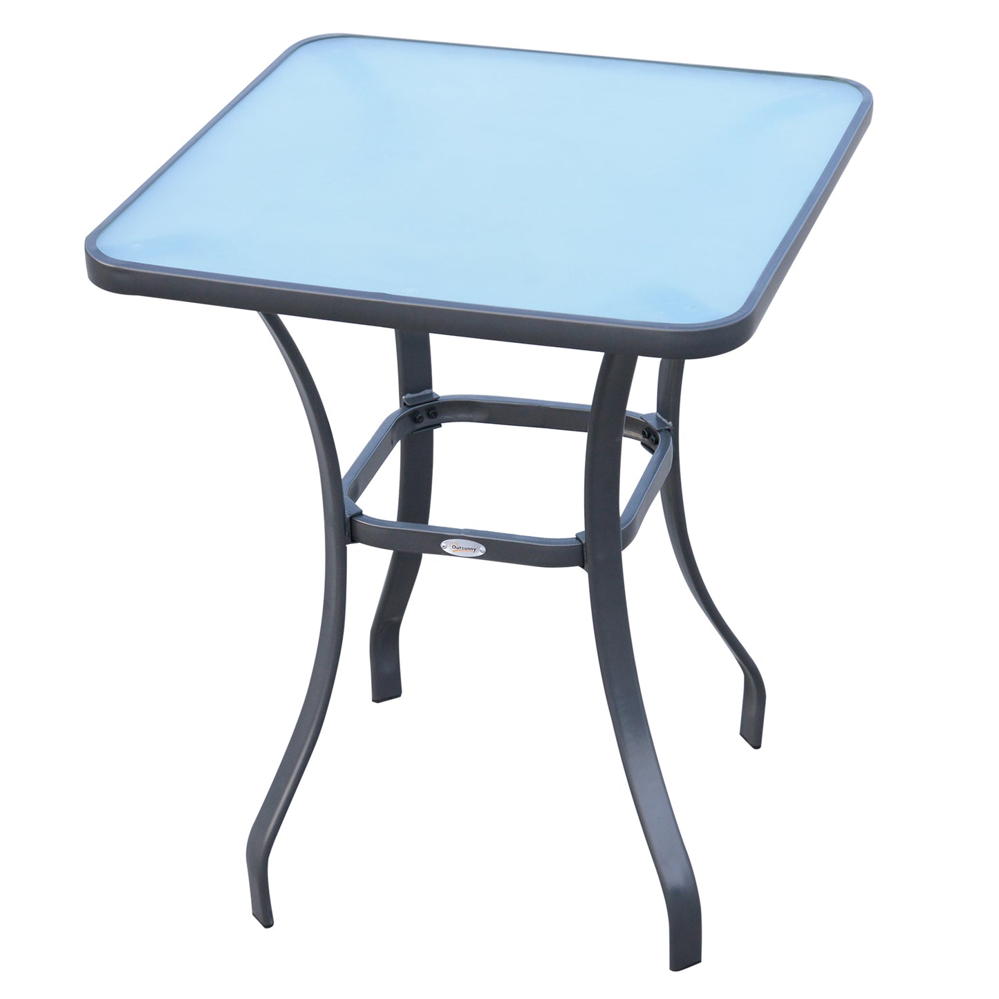 Outsunny Square Glass Bistro Table, 68.5Lx68.5Wx84H cm