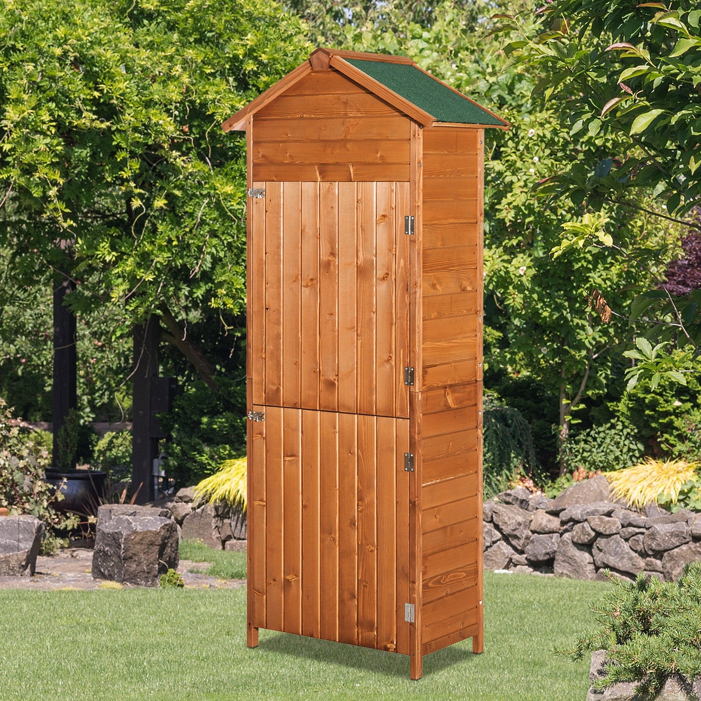 Outsunny 1.6 x 6.2ft Wooden Shed Timber Garden Storage Shed Outdoor Sheds