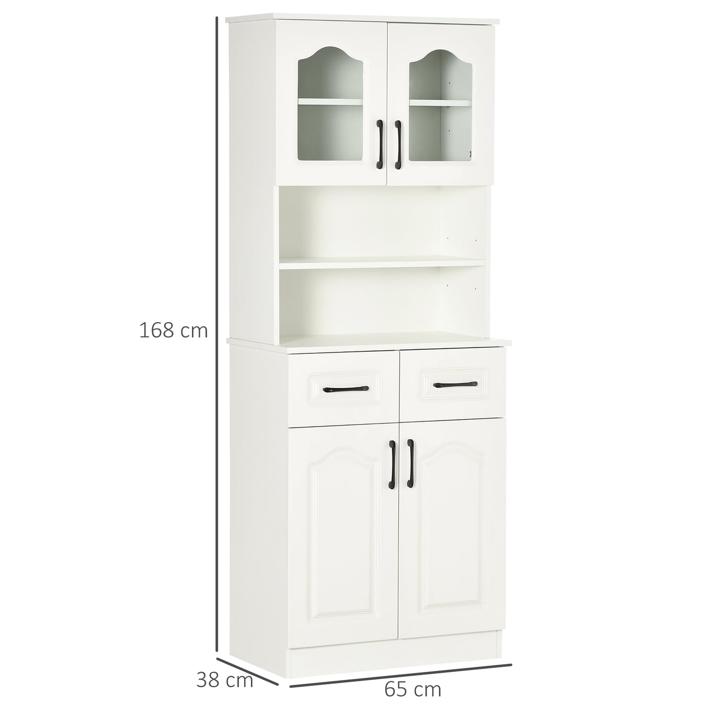 HOMCOM Kitchen Cupboard, Freestanding Storage Cabinet with 2 Adjustabl ...