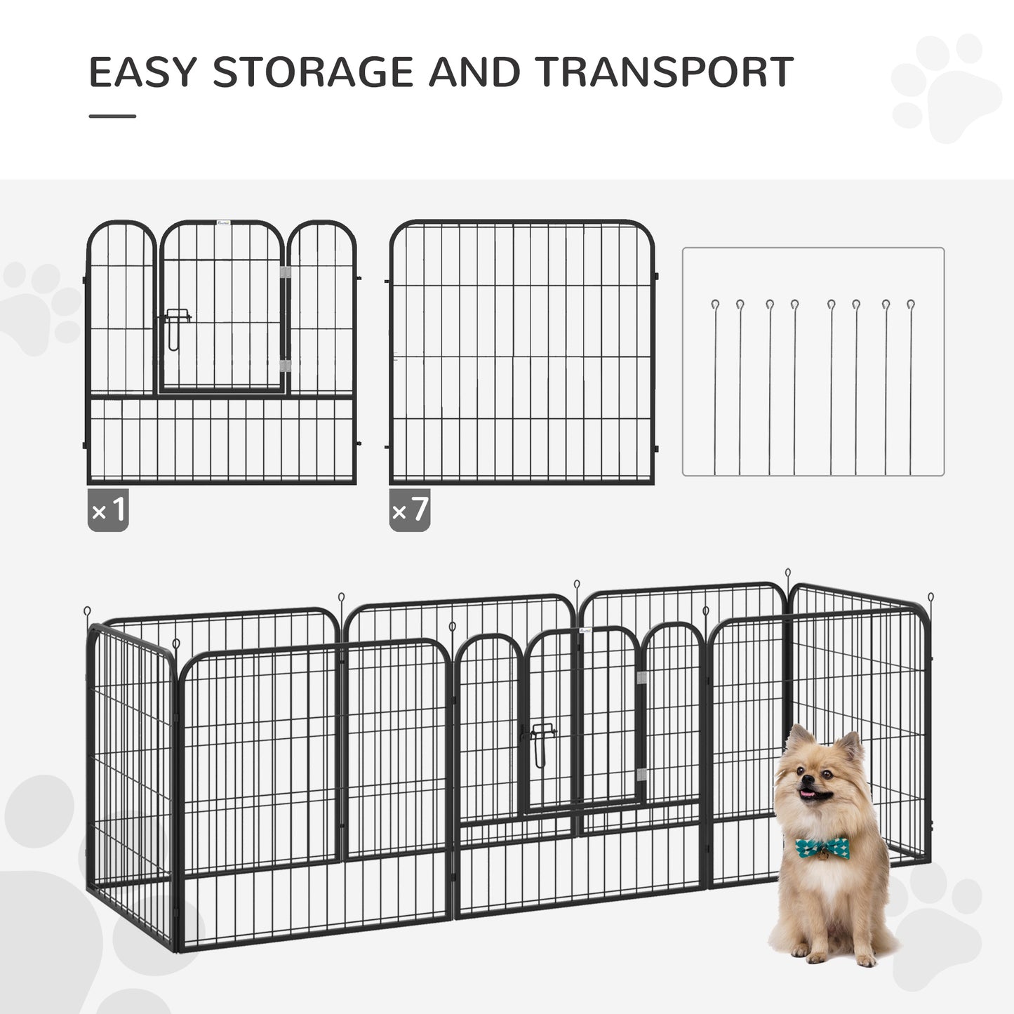 Pawhut Heavy Duty Dog Pens Pet Puppy Metal PlayPen Rabbit Pig Hutch Run Enclosure Foldable Black 79 x 79cm (Medium) 0.79 0.79m House Guinea