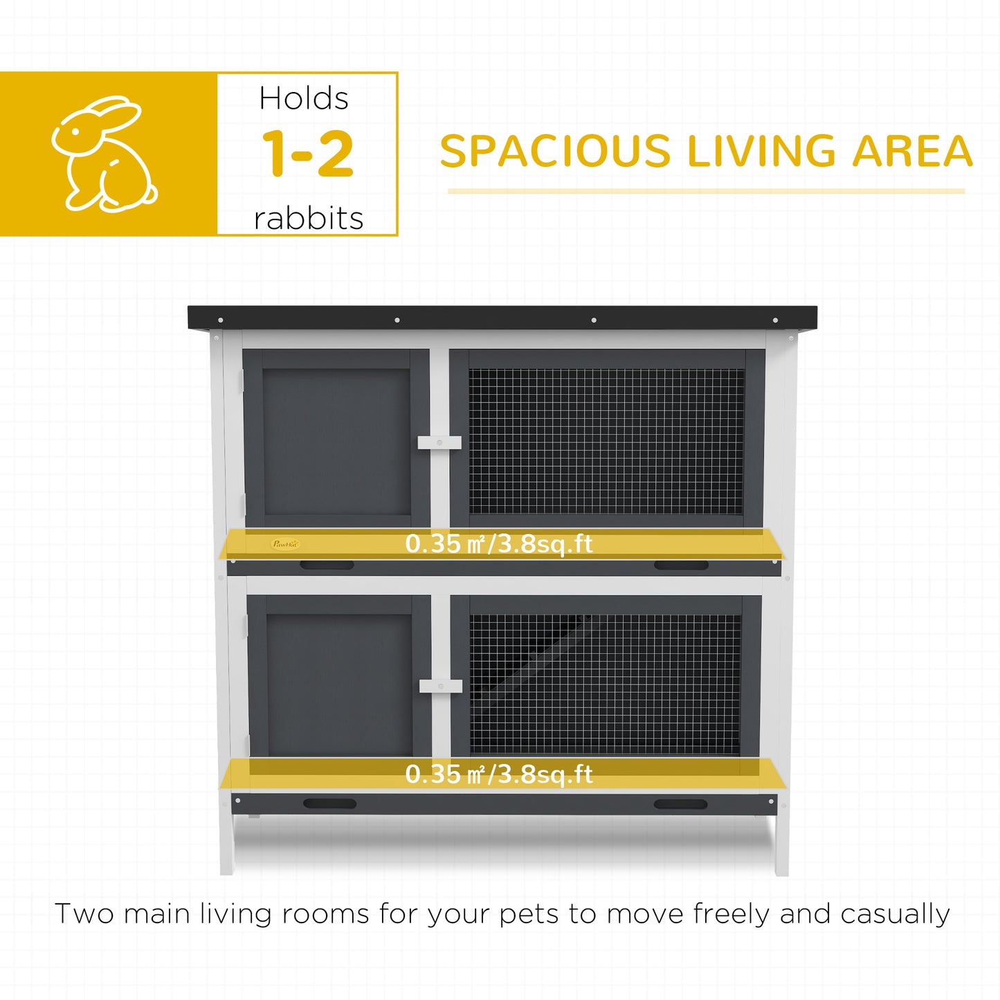 PawHut Double Decker Rabbit Hutch 2 Tier Guinea Pig House Pet Cage Out mhstar