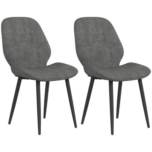 HOMCOM Velvet Dining Chairs, Set of 2 Dining Room Chairs with Metal Legs for Living Room, Dining Room, Grey