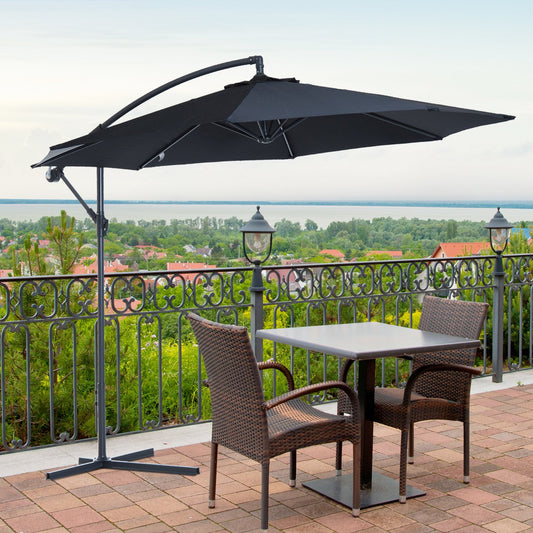 Outsunny 3 m Banana Parasol-Black