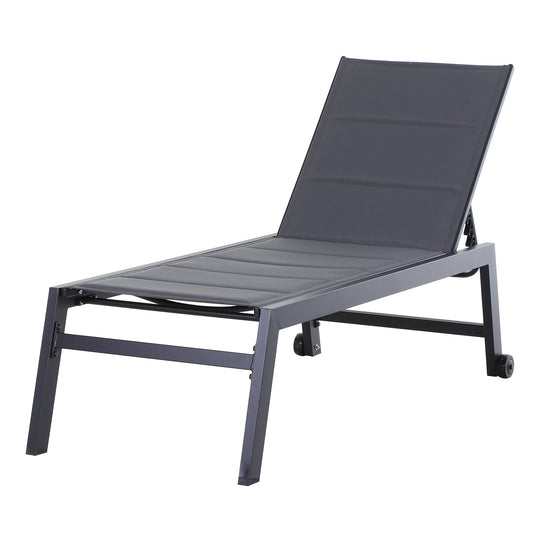 Outsunny Aluminium Frame Outdoor Garden Sun Lounger w/ Wheels Grey/Black